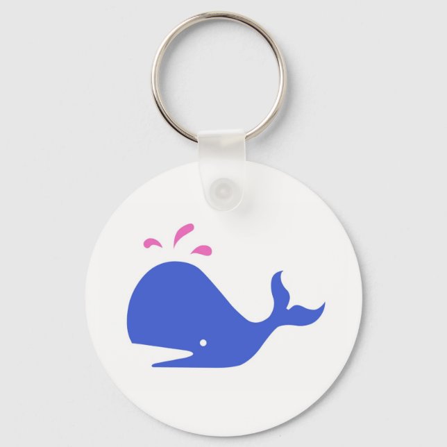Andy Whale Singletons_blue,pink on white Keychain (Front)