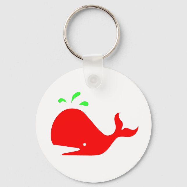 Andy Whale Singletons_red,green on white Keychain (Front)