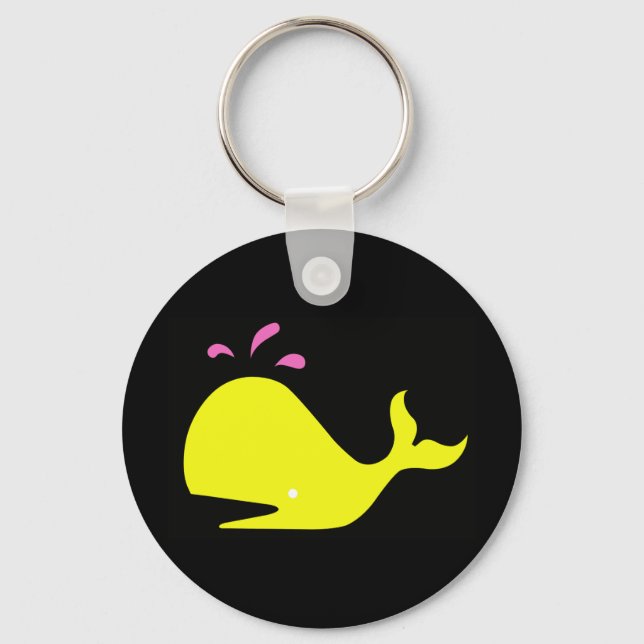 Andy Whale Singletons_yellow,pink on black Keychain (Front)