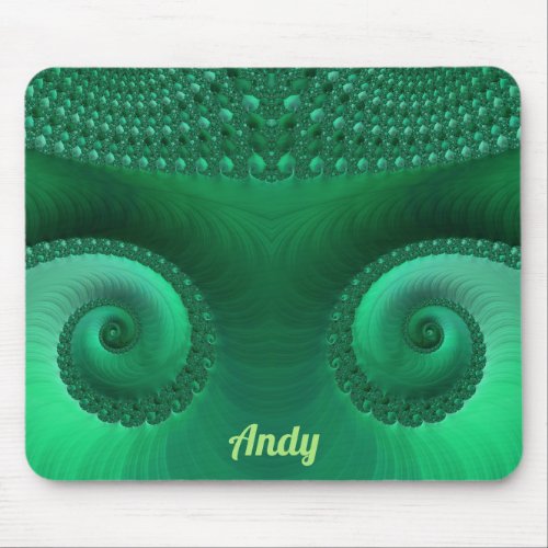 ANDY  Zany Shades of Green Fractal Pattern  Mouse Pad