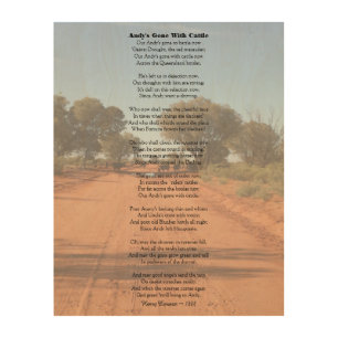 Andy's Gone With Cattle ~ Henry Lawson Poem Wood Wall Art