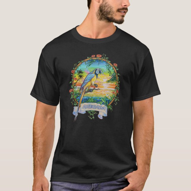 Anegada  Bvi Vintage Tropical Parrot Vacation T-Shirt (Front)