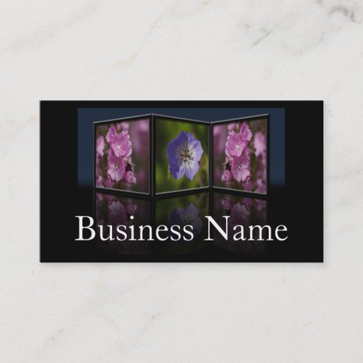 Customizable Anemone and Daisy Tryptych Frame Business Card
