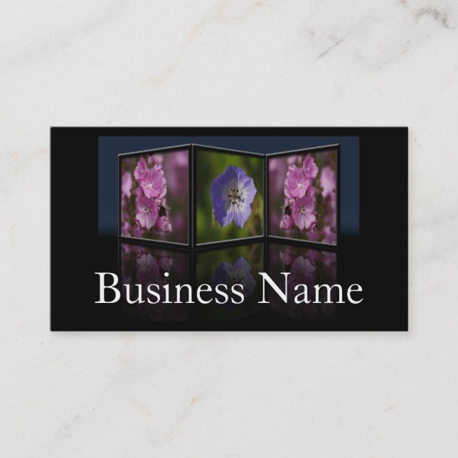 Anemone and Daisy Tryptych Frame Business Card (Front)