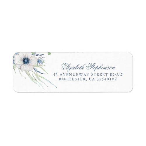 Anemone and Dusty Blue Thistle Modern Elegant Label