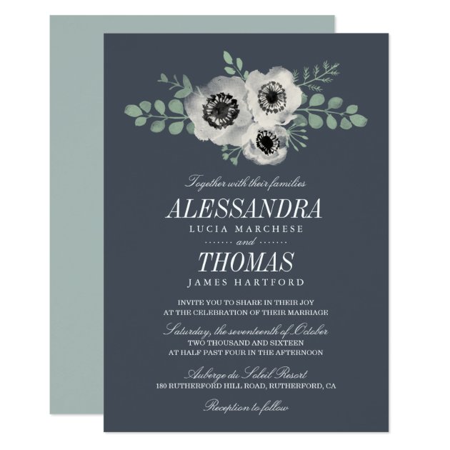 Anemone And Eucalyptus Floral Wedding Invitation