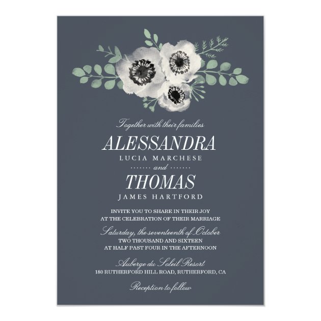 Anemone And Eucalyptus Floral Wedding Invitation
