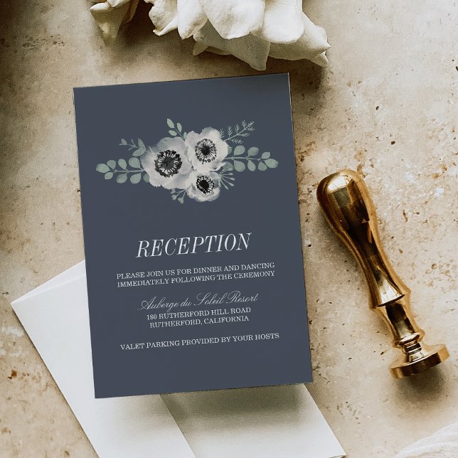 Anemone and Eucalyptus Wedding Reception Card (Creator Uploaded)