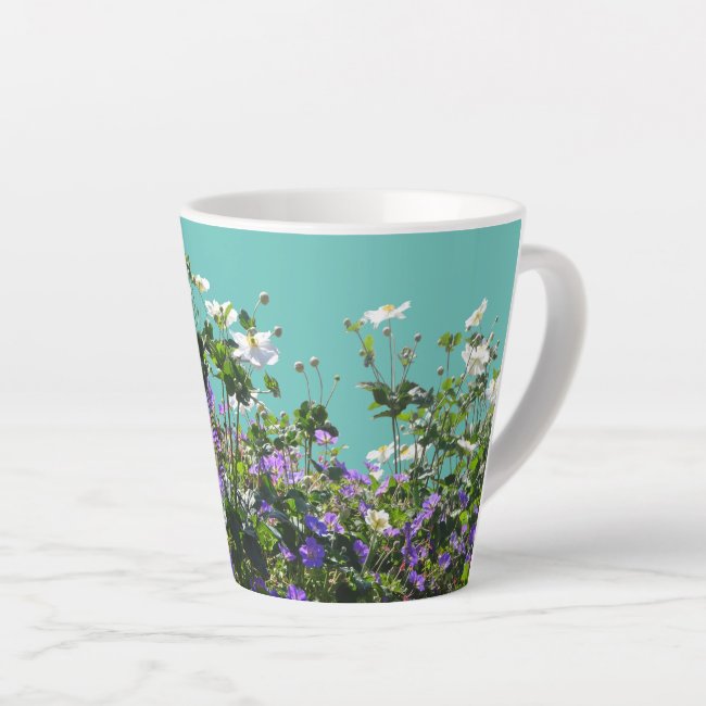 Anemone and Geranium Cust. Turqoise Latte Mug