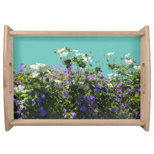 Anemone and Geranium Cust. Turqoise Serving Tray
