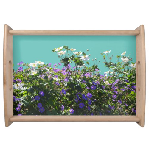 Anemone and Geranium Cust Turqoise Serving Tray