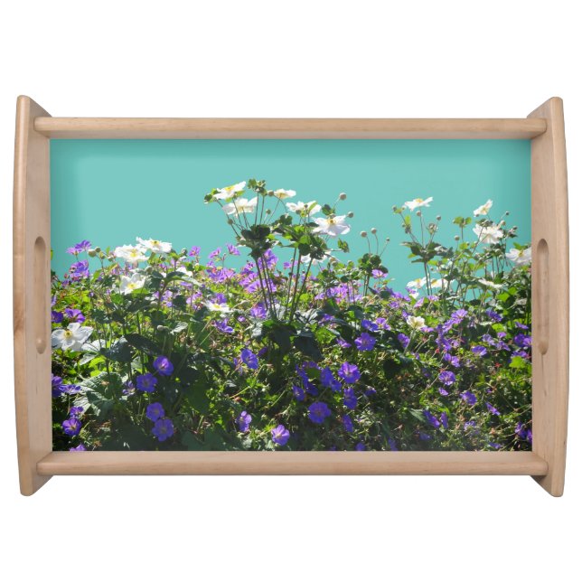 Anemone and Geranium Cust. Turqoise Serving Tray (Front)