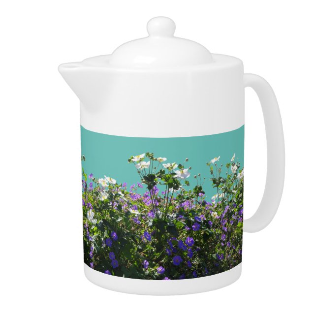 Anemone and Geranium Cust. Turqoise Teapot (Right)
