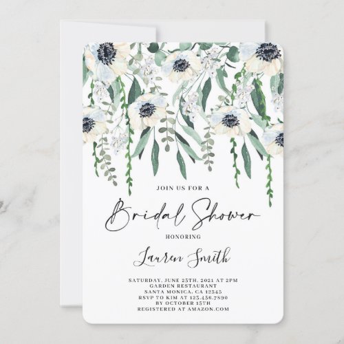 Anemone and greenery Bridal Shower Invitation