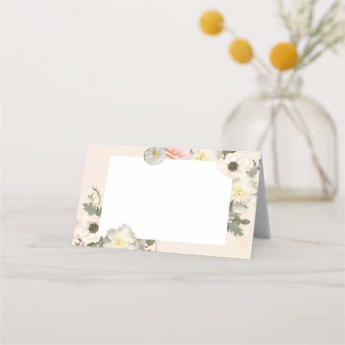Anemone and Peony Bloom Wedding Blush Place Card