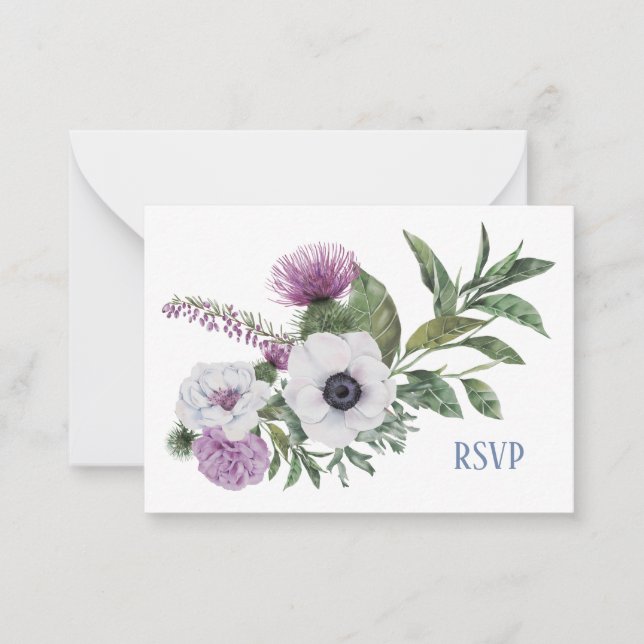 Anemone and Thistle RSVP card (Front)