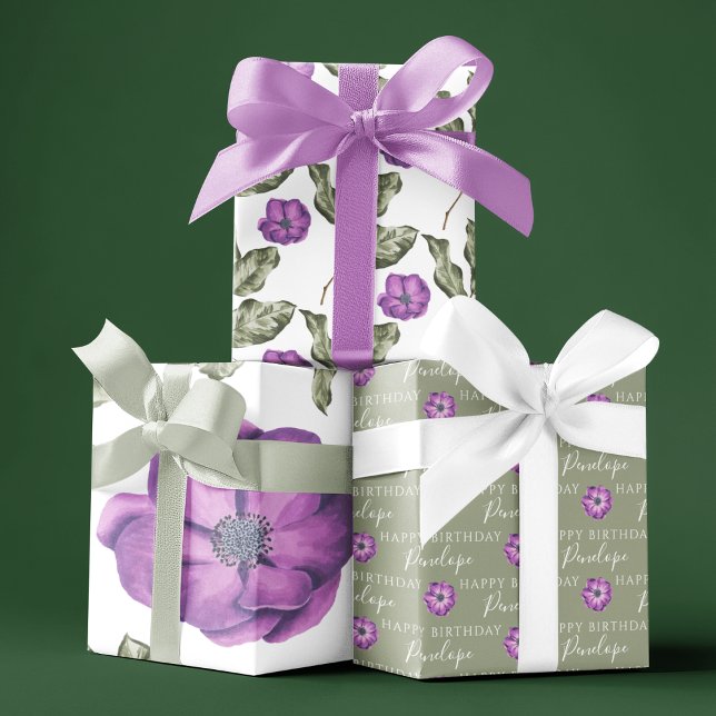 Anemone Birthday Wrapping Paper Sheets (Celebrate someone special with these personalized wrapping paper sheets! )