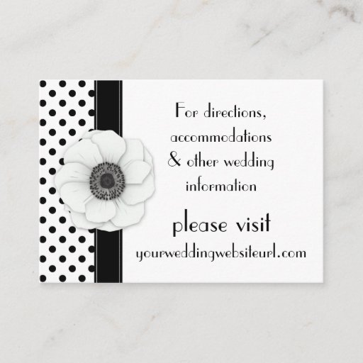 Customizable Anemone Black White Polka Dots Wedding Website Business Card Templates