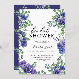 Anemone Blue Bridal Shower Invitation