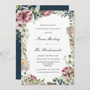 Anemone Blush Blue Botanical BRIDESMAIDS LUNCHEON Invitation