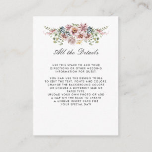Anemone Blush Neutral  WEDDING Details Directions Enclosure Card