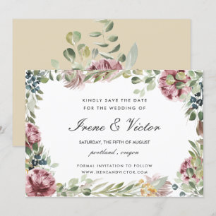 Anemone Blush Pink Neutral wedding  Save the date Invitation