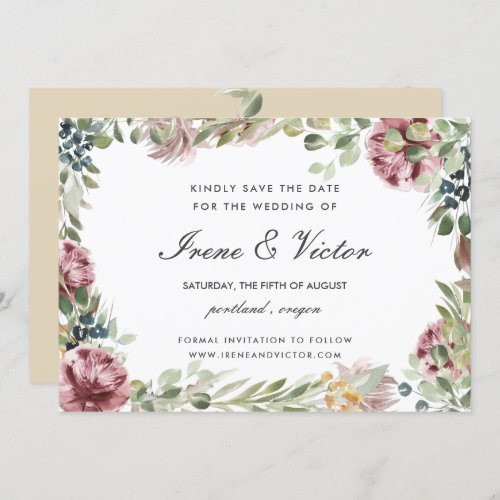 Anemone Blush Pink Neutral wedding  Save the date Invitation