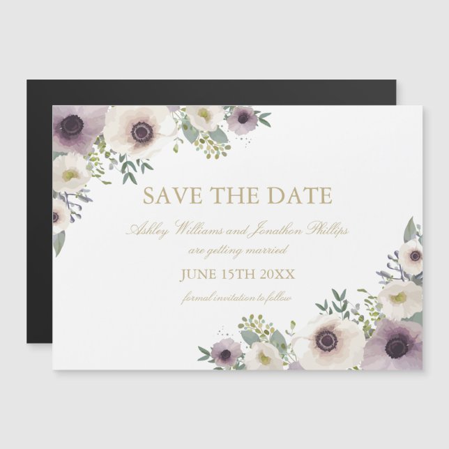 Anemone Bouquet Magnetic Save the Date Magnetic Invitation (Front/Back)