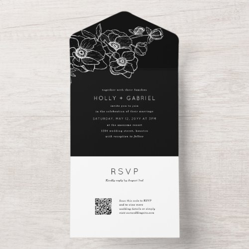 Anemone Bouquet Wedding All In One Invitation