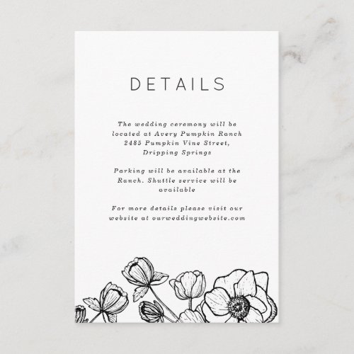 Anemone Bouquet Wedding  Enclosure Card