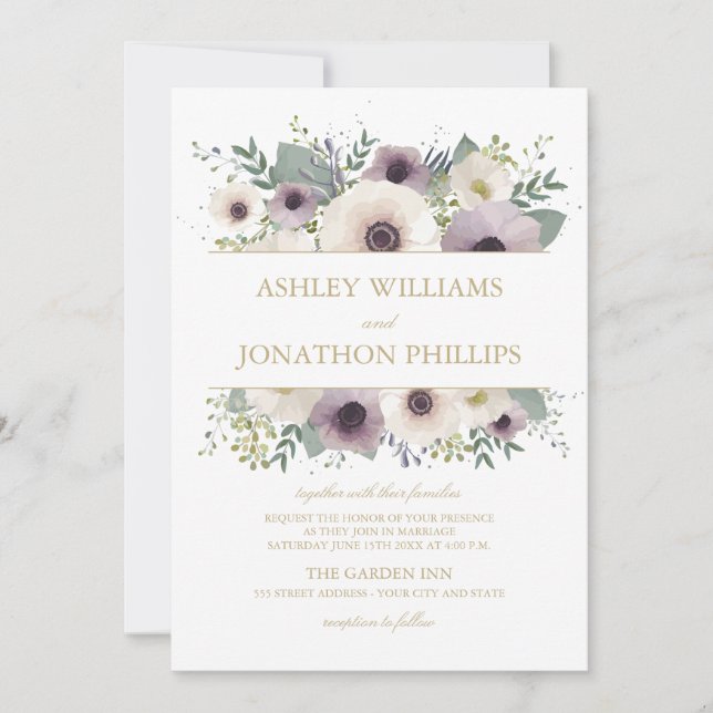 Anemone Bouquet Wedding Invitation (Front)