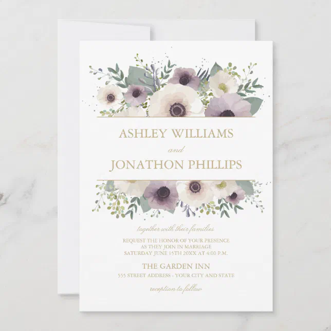 Anemone Bouquet Wedding Invitation | Zazzle