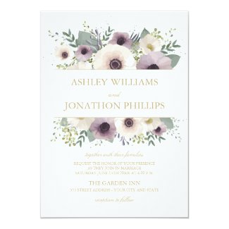 Floral Wedding Invitation with Anemone Bouquet