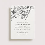 Anemone Bouquet Wedding Invitation<br><div class="desc">An elegant and modern line art style floral sketch of anemone flowers designed by Shelby Allison.</div>