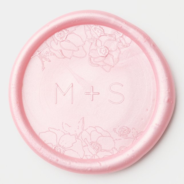 Anemone Bouquet Wedding Monogram Wax Seal Sticker (Front)