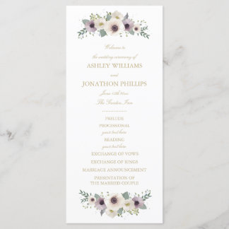 Anemone Bouquet Wedding Program