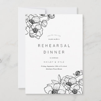 Anemone Bouquet Wedding Rehearsal Dinner Invitation