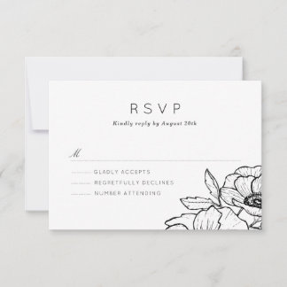 Anemone Bouquet Wedding RSVP Card