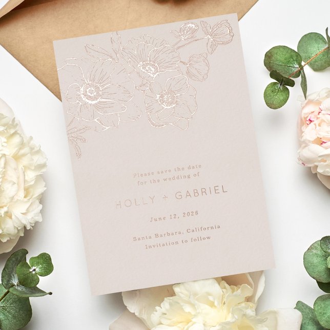 Anemone Bouquet Wedding Save The Date Foil Invitation (Creator Uploaded)