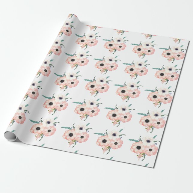 Anemone Bridal Shower Giftwrap Wrapping Paper (Unrolled)