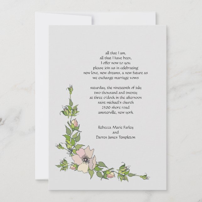 Anemone Corner Second Marriage Wedding Invitations (Front)