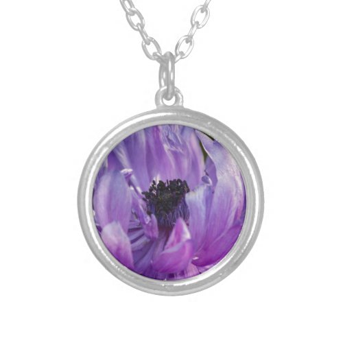 anemone coronaria in the garden silver plated neck silver plated necklace