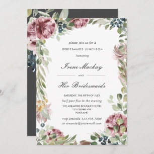Anemone dark Gray Botanical BRIDESMAIDS LUNCHEON Invitation