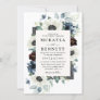 Anemone Dusty Blue Thistle Burgundy Floral Wedding Invitation