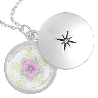 Anemone, Endive Flowers, Wormwood and Almonds Locket Necklace