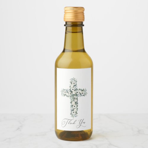 Anemone Eucalyptus cross Religious Thank You Wine Label