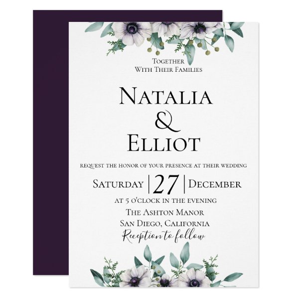 Anemone Eucalyptus Wedding Invitation