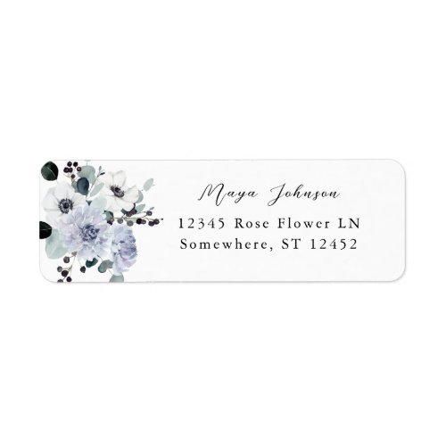 Anemone  Eucalyptus Winter Floral Return Address Label