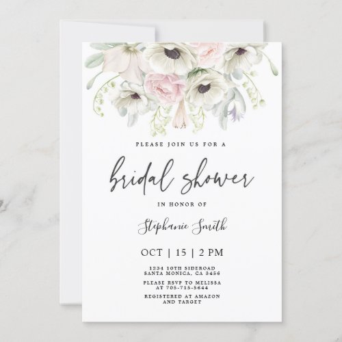 Anemone floral Bridal Shower Invitation