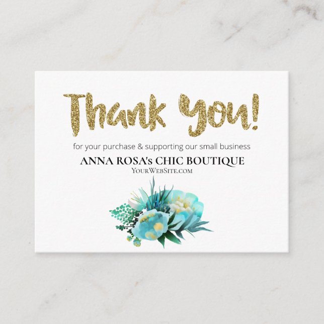 *~* ANEMONE FLORAL QR Logo THANK YOU Review AP8 Enclosure Card (Front)